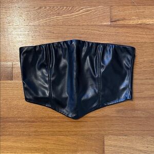 Black Faux Leather Crop Top